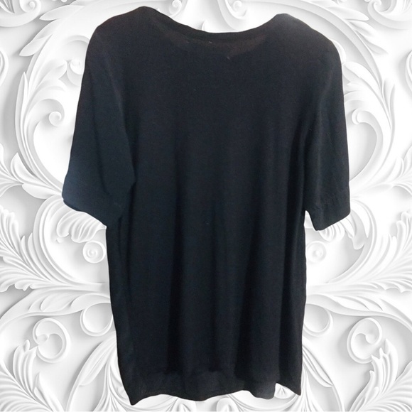 Zara Collection Black Woven Short Sleeve Top With Breast Zipper Pocket - Picture 2 of 2